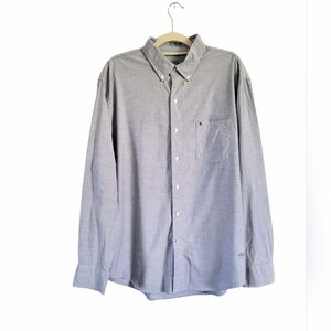 IZOD Saltwater Down Shirt Men’s XL Blue Cotton Relaxed Classic Chambray Oxford‎